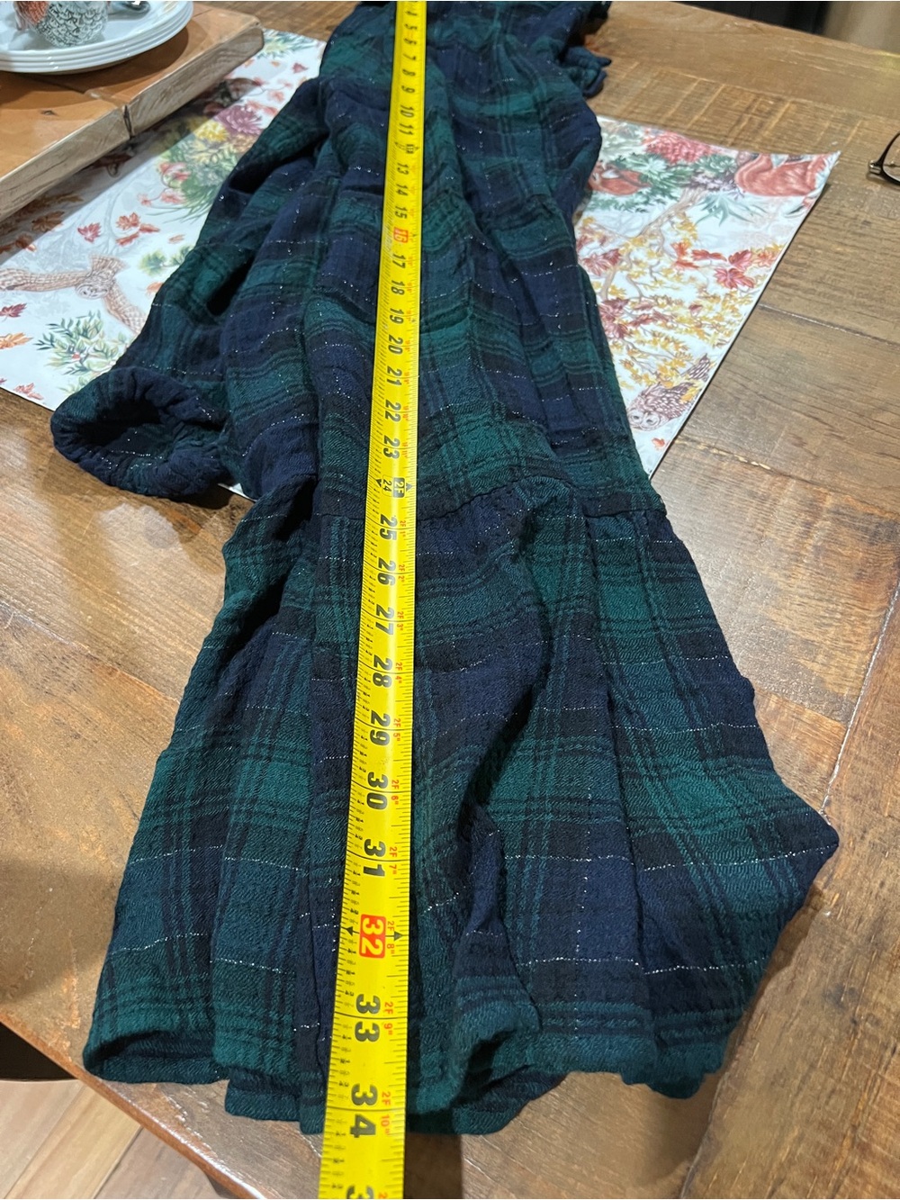 Plaid Button-Front Peasant Top - Green/Black/Navy - Picture 4 of 5